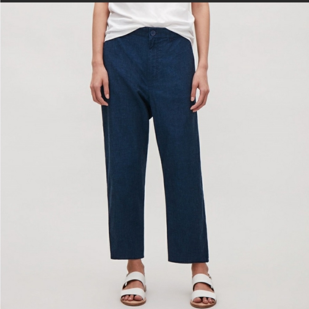 NWT COS Navy Blue Lightweight Relaxed Cotton Chinos